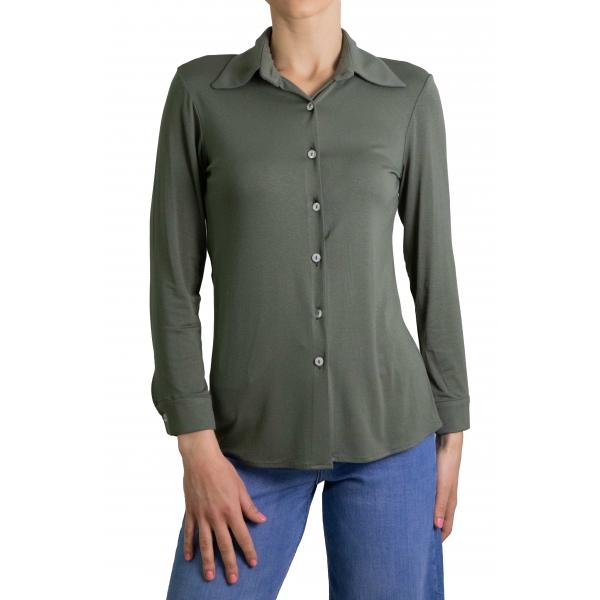 Camicia tinta unita in viscosa